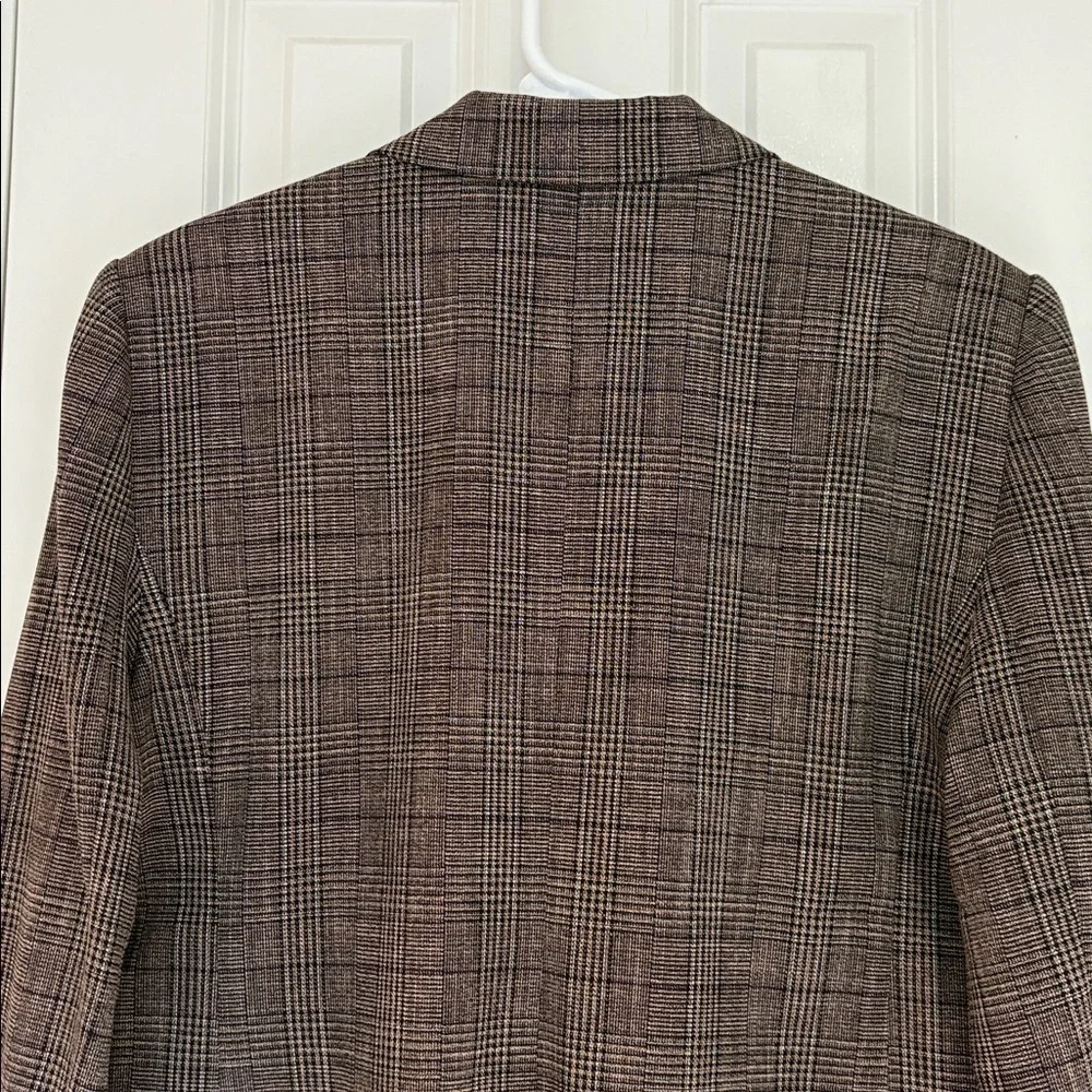 Ann Taylor Brown Plaid One Button Blazer - Picture 10 of 11